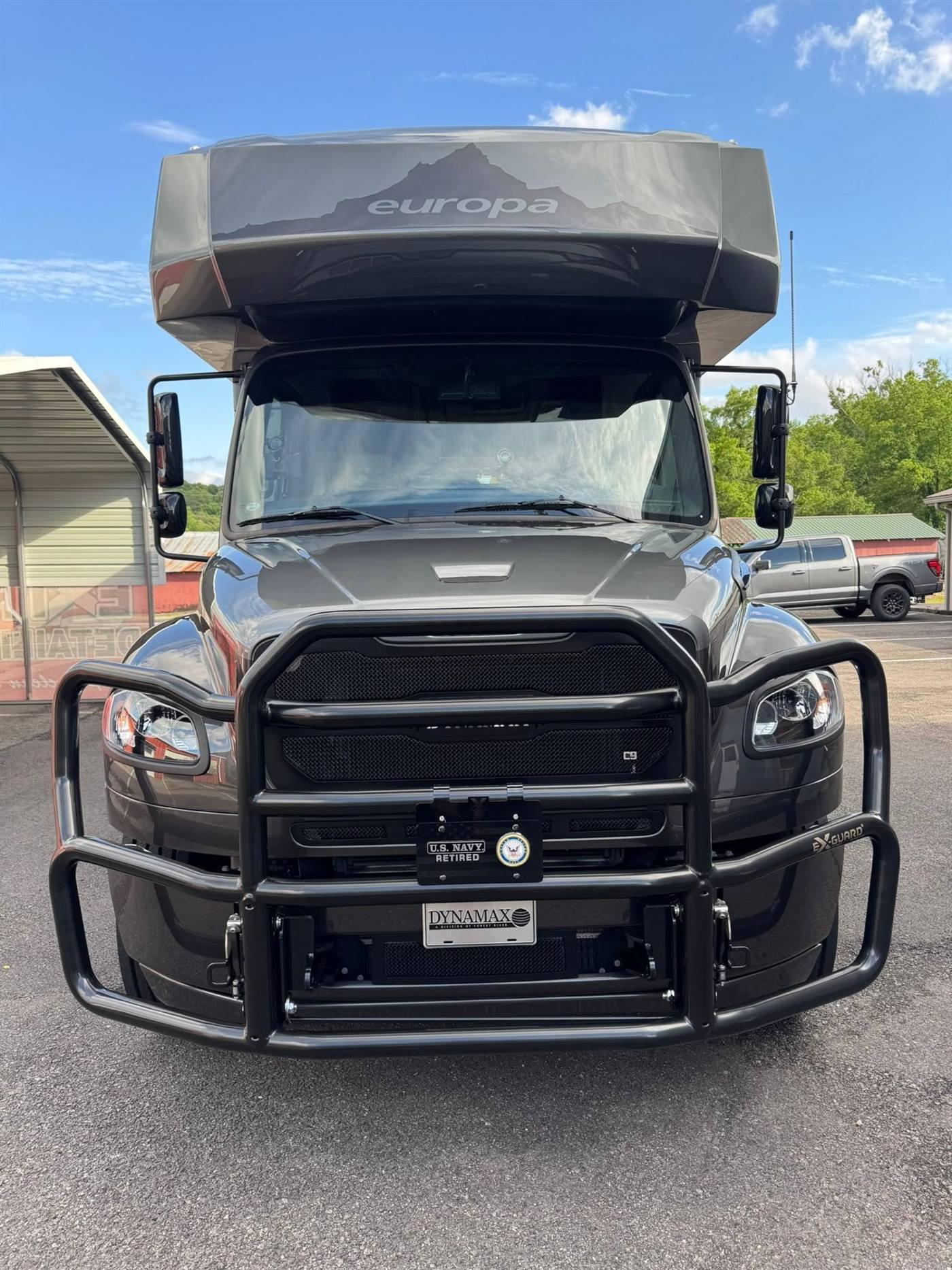Dynamax Europa Super C RV with windshield protection film